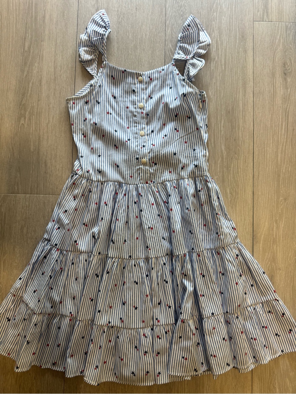 Mayoral Girls' Summer Dress in White and Blue